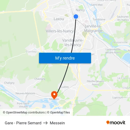 Gare - Pierre Semard to Messein map