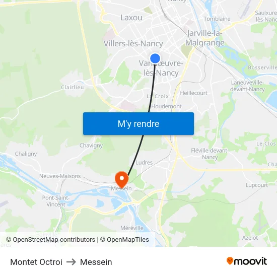 Montet Octroi to Messein map