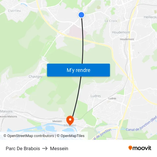 Parc De Brabois to Messein map