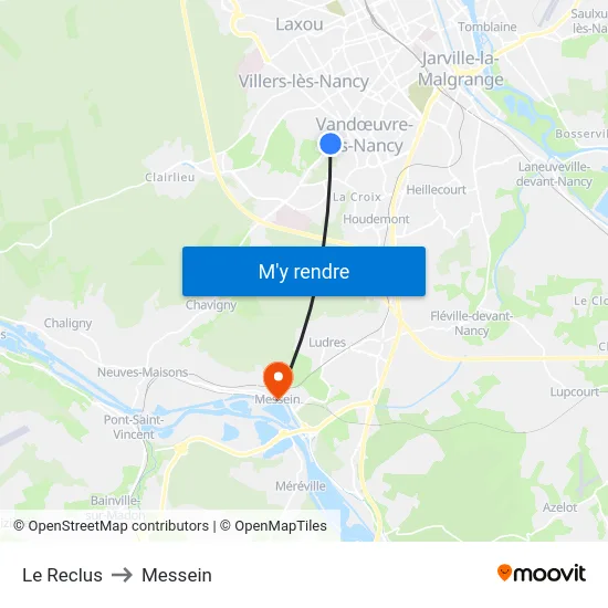 Le Reclus to Messein map