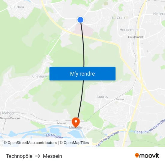 Technopôle to Messein map