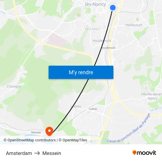 Amsterdam to Messein map
