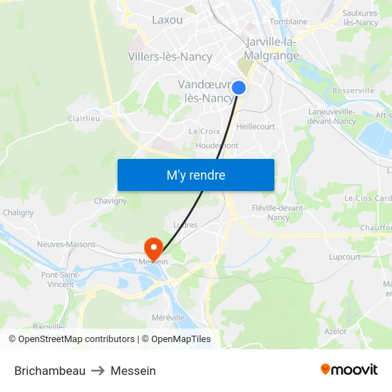 Brichambeau to Messein map