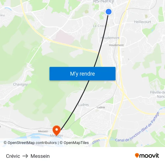 Crévic to Messein map