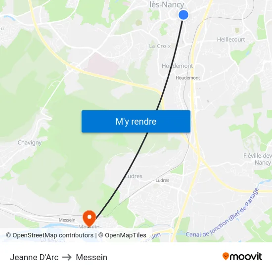 Jeanne D'Arc to Messein map
