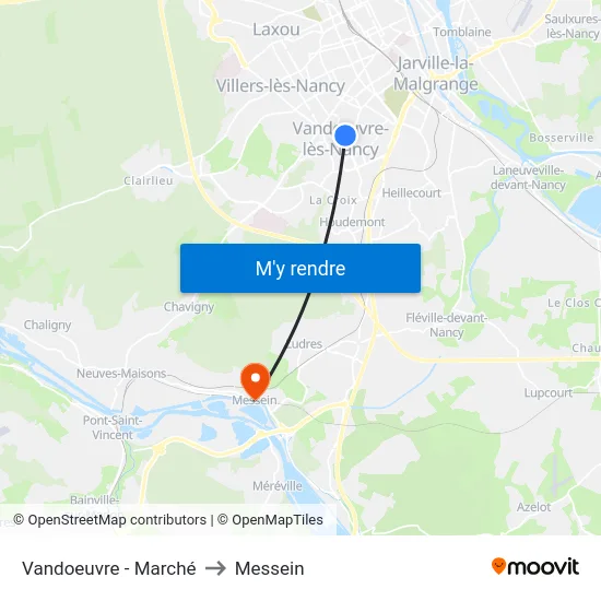 Vandoeuvre - Marché to Messein map