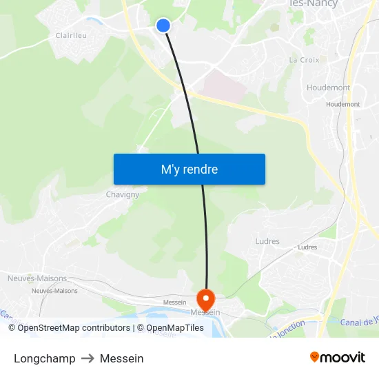 Longchamp to Messein map