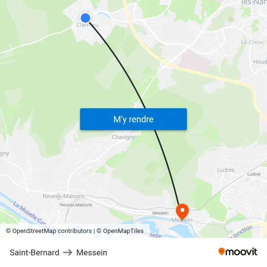 Saint-Bernard to Messein map