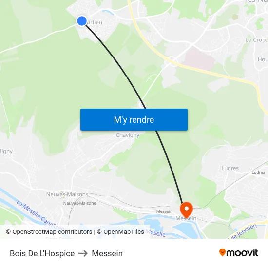 Bois De L'Hospice to Messein map