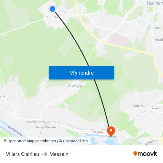 Villers Clairlieu to Messein map