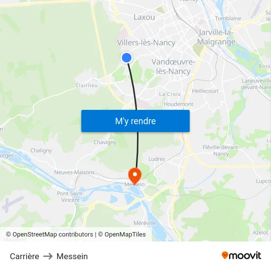 Carrière to Messein map