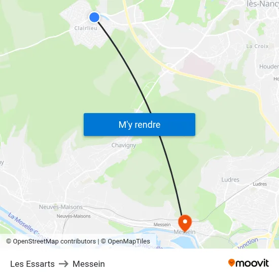 Les Essarts to Messein map