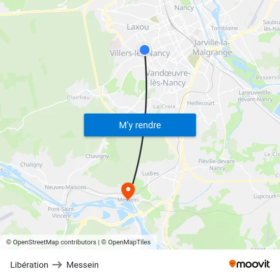 Libération to Messein map