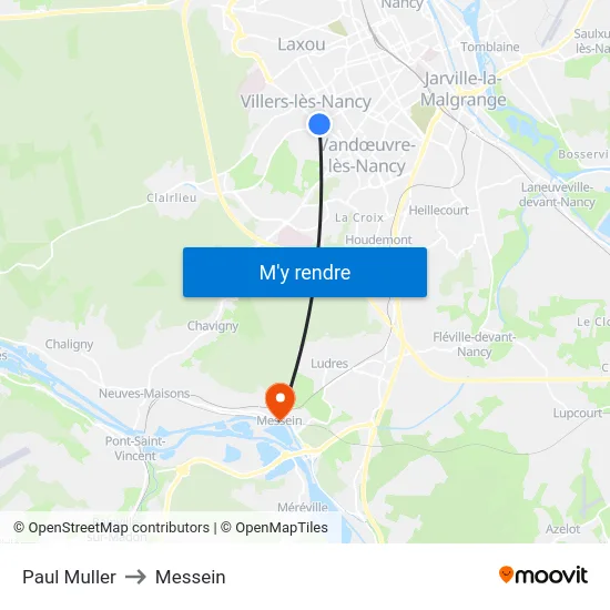 Paul Muller to Messein map