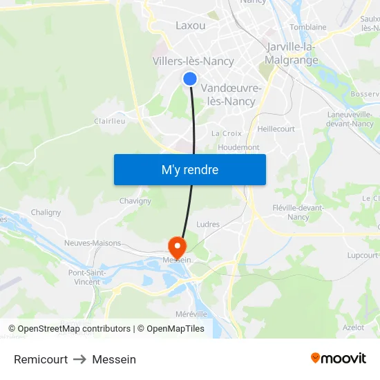 Remicourt to Messein map