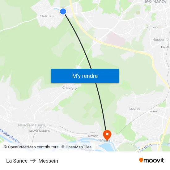 La Sance to Messein map