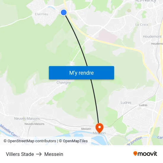 Villers Stade to Messein map