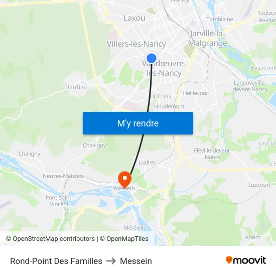 Rond-Point Des Familles to Messein map