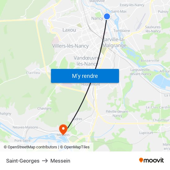 Saint-Georges to Messein map