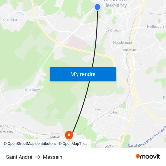 Saint André to Messein map