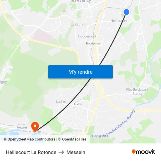 Heillecourt La Rotonde to Messein map