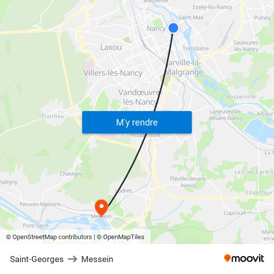 Saint-Georges to Messein map