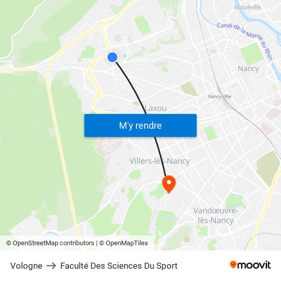 Vologne to Faculté Des Sciences Du Sport map