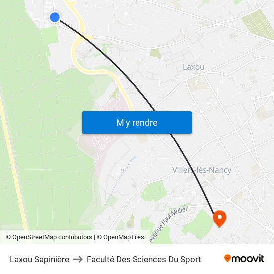 Laxou Sapinière to Faculté Des Sciences Du Sport map