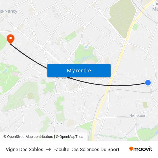 Vigne Des Sables to Faculté Des Sciences Du Sport map