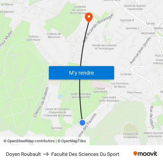 Doyen Roubault to Faculté Des Sciences Du Sport map