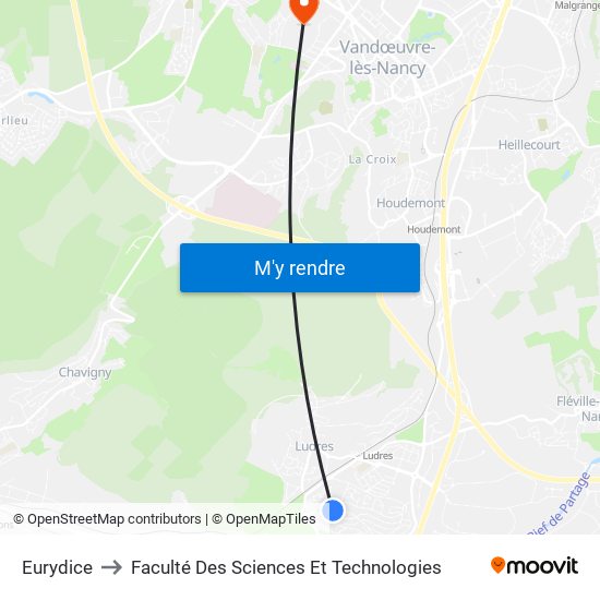 Eurydice to Faculté Des Sciences Et Technologies map