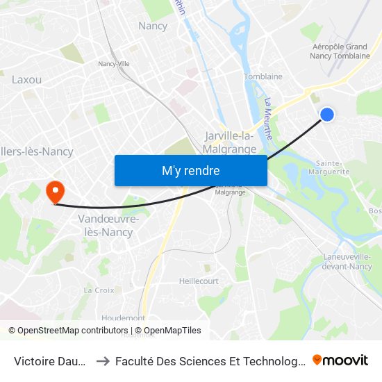 Victoire Daubié to Faculté Des Sciences Et Technologies map