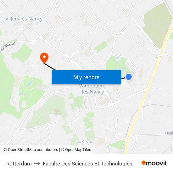 Rotterdam to Faculté Des Sciences Et Technologies map