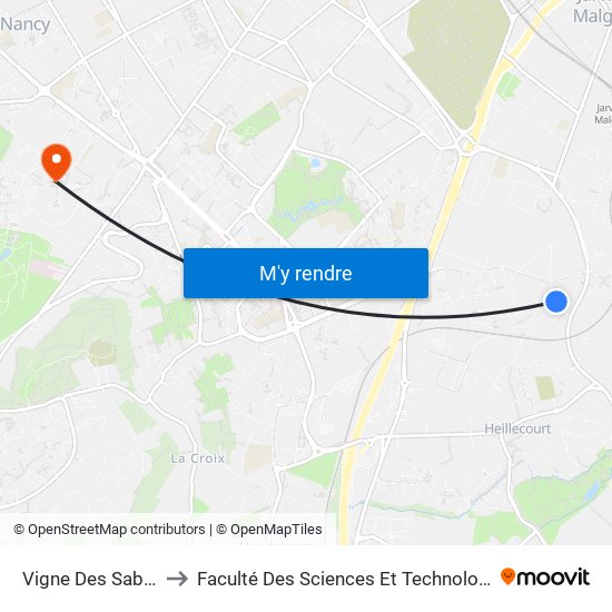 Vigne Des Sables to Faculté Des Sciences Et Technologies map
