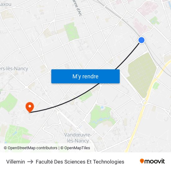 Villemin to Faculté Des Sciences Et Technologies map