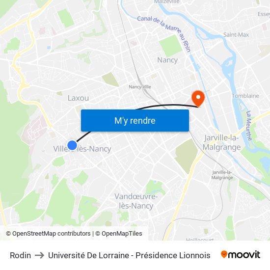 Rodin to Université De Lorraine - Présidence Lionnois map