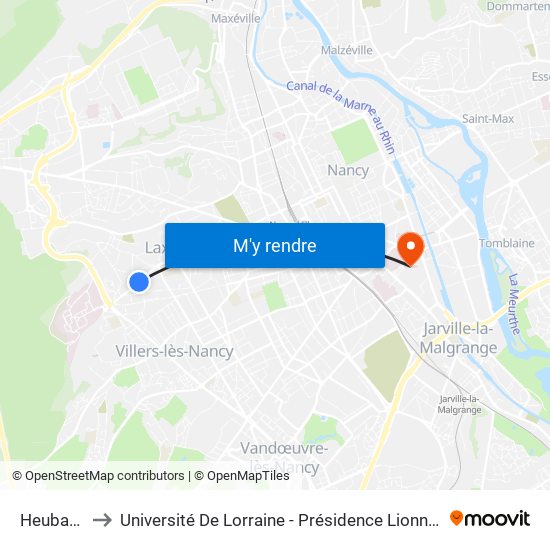 Heubach to Université De Lorraine - Présidence Lionnois map
