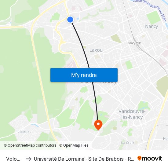 Vologne to Université De Lorraine - Site De Brabois - Roubault map