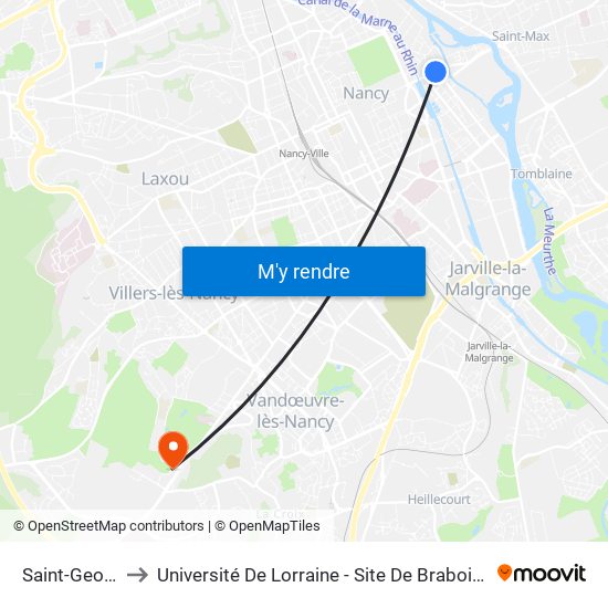 Saint-Georges to Université De Lorraine - Site De Brabois - Roubault map