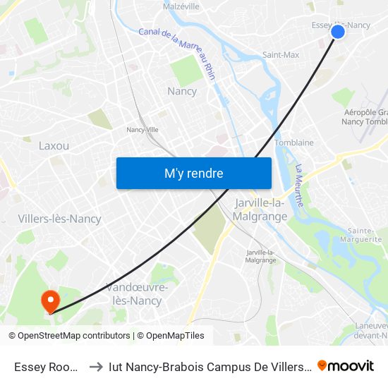 Essey Roosevelt to Iut Nancy-Brabois Campus De Villers-Lès-Nancy map