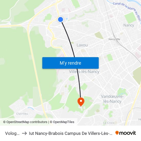 Vologne to Iut Nancy-Brabois Campus De Villers-Lès-Nancy map