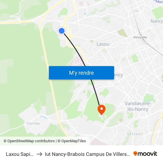 Laxou Sapinière to Iut Nancy-Brabois Campus De Villers-Lès-Nancy map