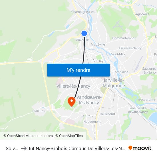 Solvay to Iut Nancy-Brabois Campus De Villers-Lès-Nancy map