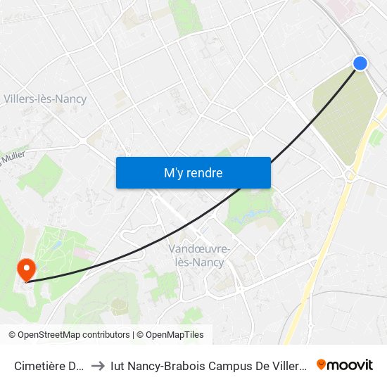 Cimetière Du Sud to Iut Nancy-Brabois Campus De Villers-Lès-Nancy map
