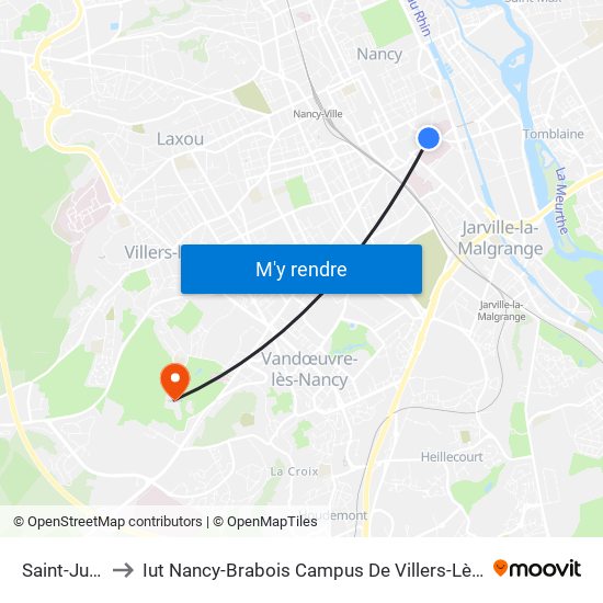 Saint-Julien to Iut Nancy-Brabois Campus De Villers-Lès-Nancy map