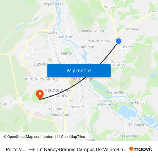 Porte Verte to Iut Nancy-Brabois Campus De Villers-Lès-Nancy map