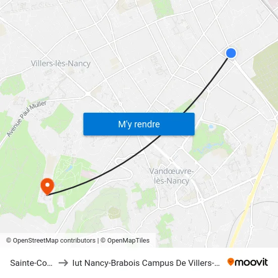 Sainte-Colette to Iut Nancy-Brabois Campus De Villers-Lès-Nancy map