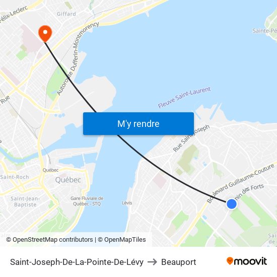 Saint-Joseph-De-La-Pointe-De-Lévy to Beauport map