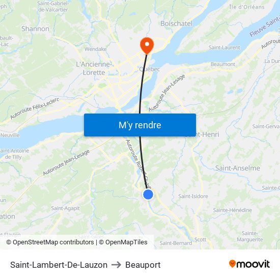 Saint-Lambert-De-Lauzon to Beauport map