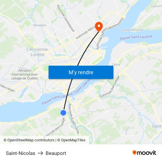 Saint-Nicolas to Beauport map